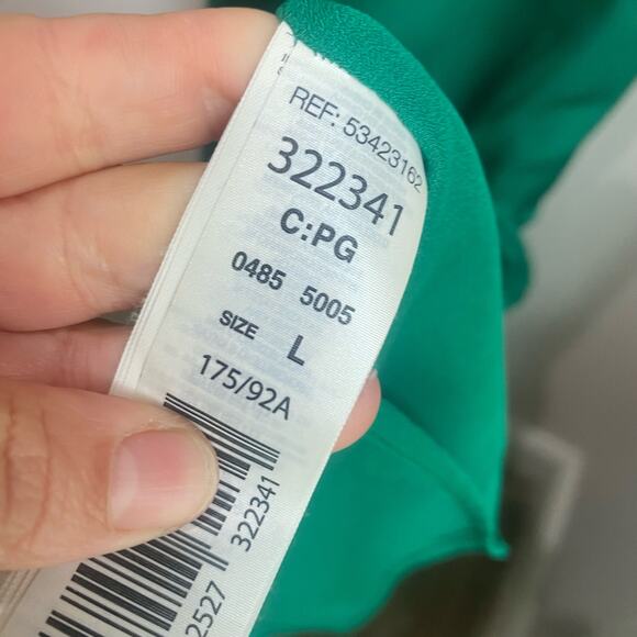 Mango Dark Green One-Shoulder Rose Ruffle Maxi Dress Size 8 - Picture 5 of 10